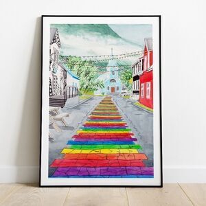 Iceland Seydisfjordur Rainbow Street Print